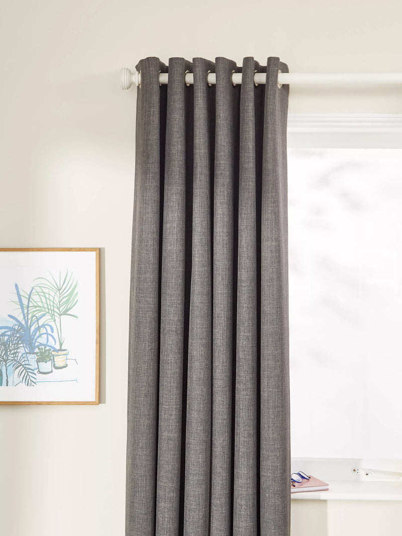 John Lewis Textured Weave Pair Blackout Lined Eyelet Curtains - 274cm Drop