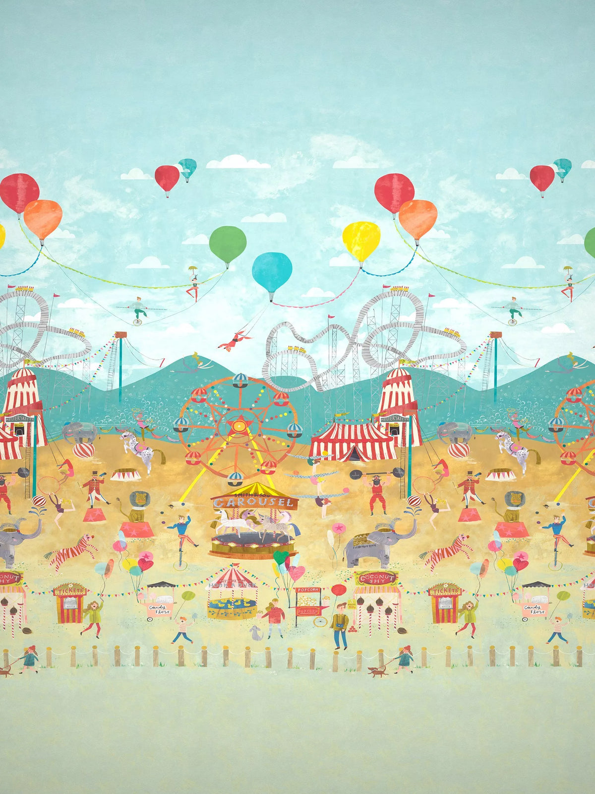 Harlequin circus themed wallpaper panel, UK version