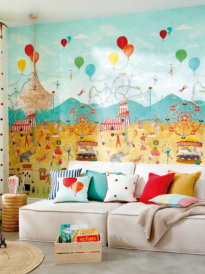 Harlequin circus themed wallpaper panel, UK version