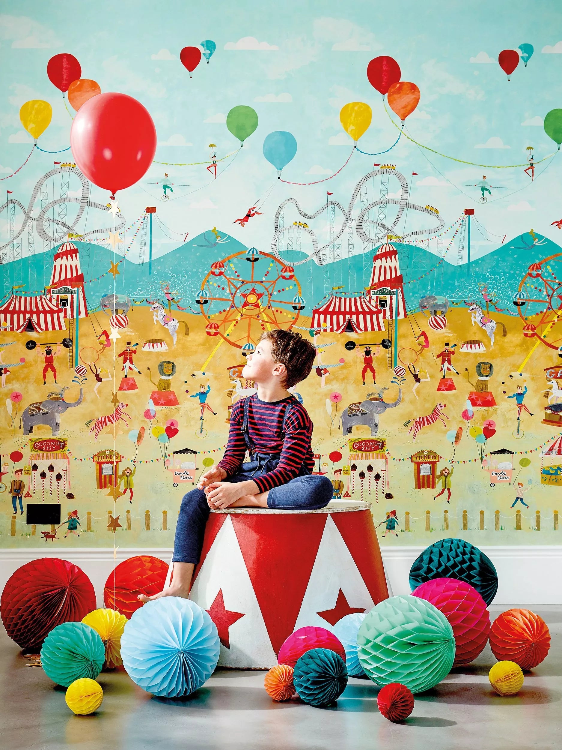 Harlequin circus themed wallpaper panel, UK version