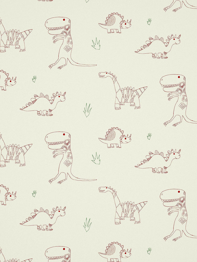 Educational Hand-Drawn Dinosaur Wallpaper for Children