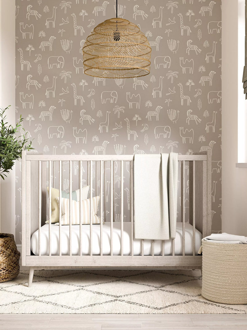 Harlequin funky jungle wallpaper with African animals, UK version