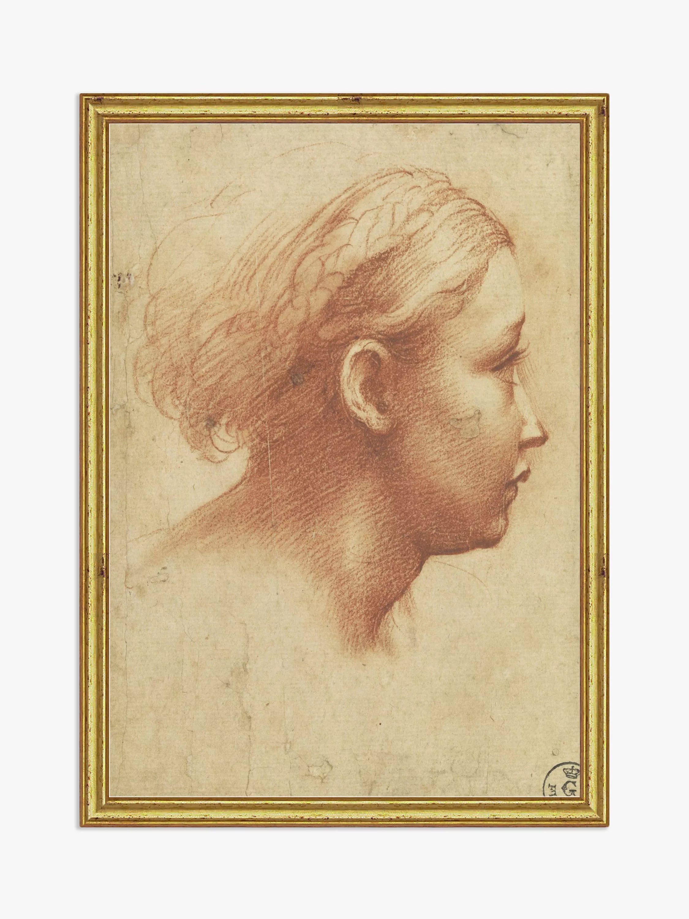 Brookpace Lascelles framed print Raphael drawing 26x18cm, imported from the UK