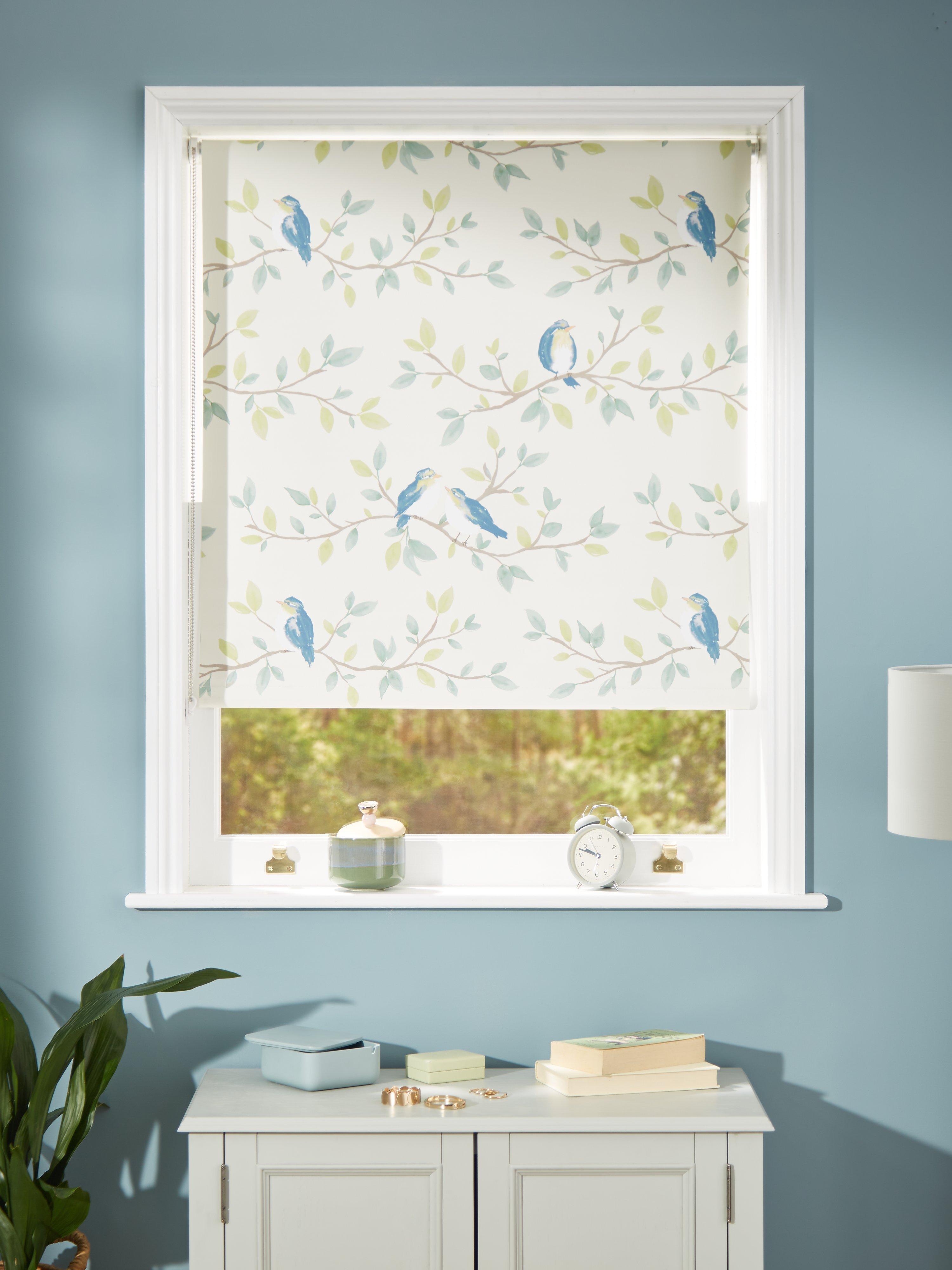 John Lewis Songbirds blackout roller blind greige (British brand)