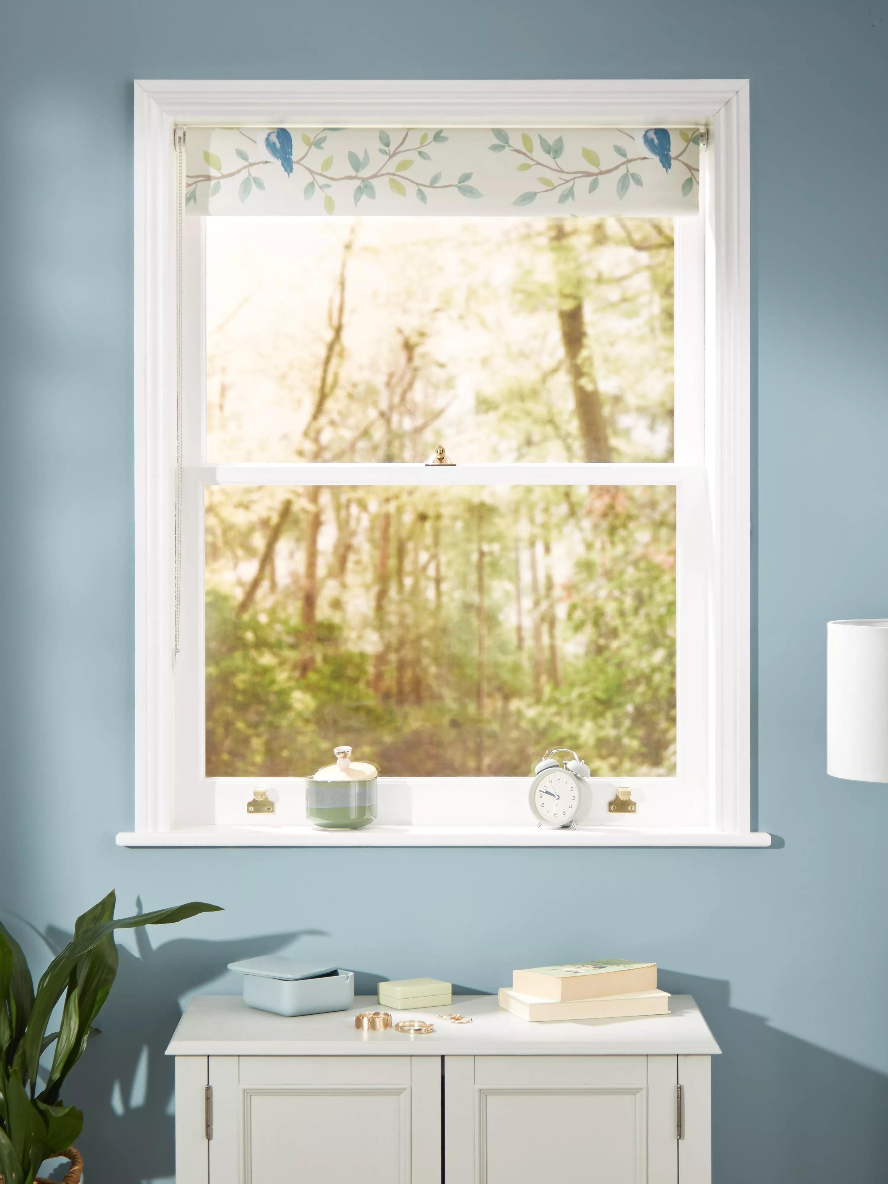John Lewis Songbirds blackout roller blind greige (British brand)
