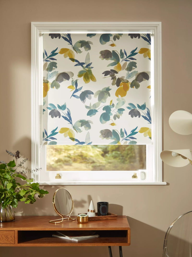 John Lewis Lenton Rose blackout roller blind 192cm wide Citrine, UK version