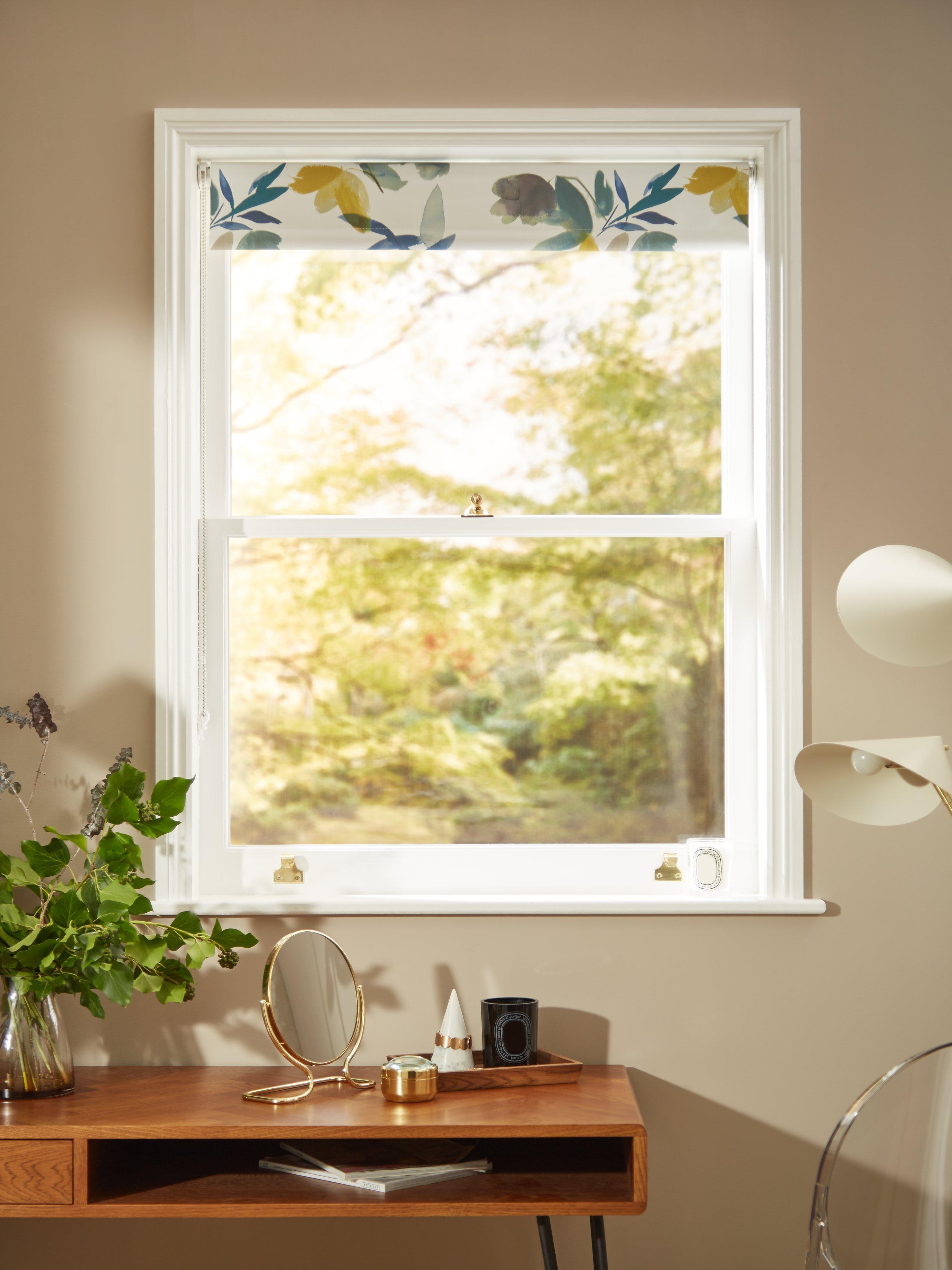 John Lewis Lenton Rose blackout roller blind 192cm wide Citrine, UK version