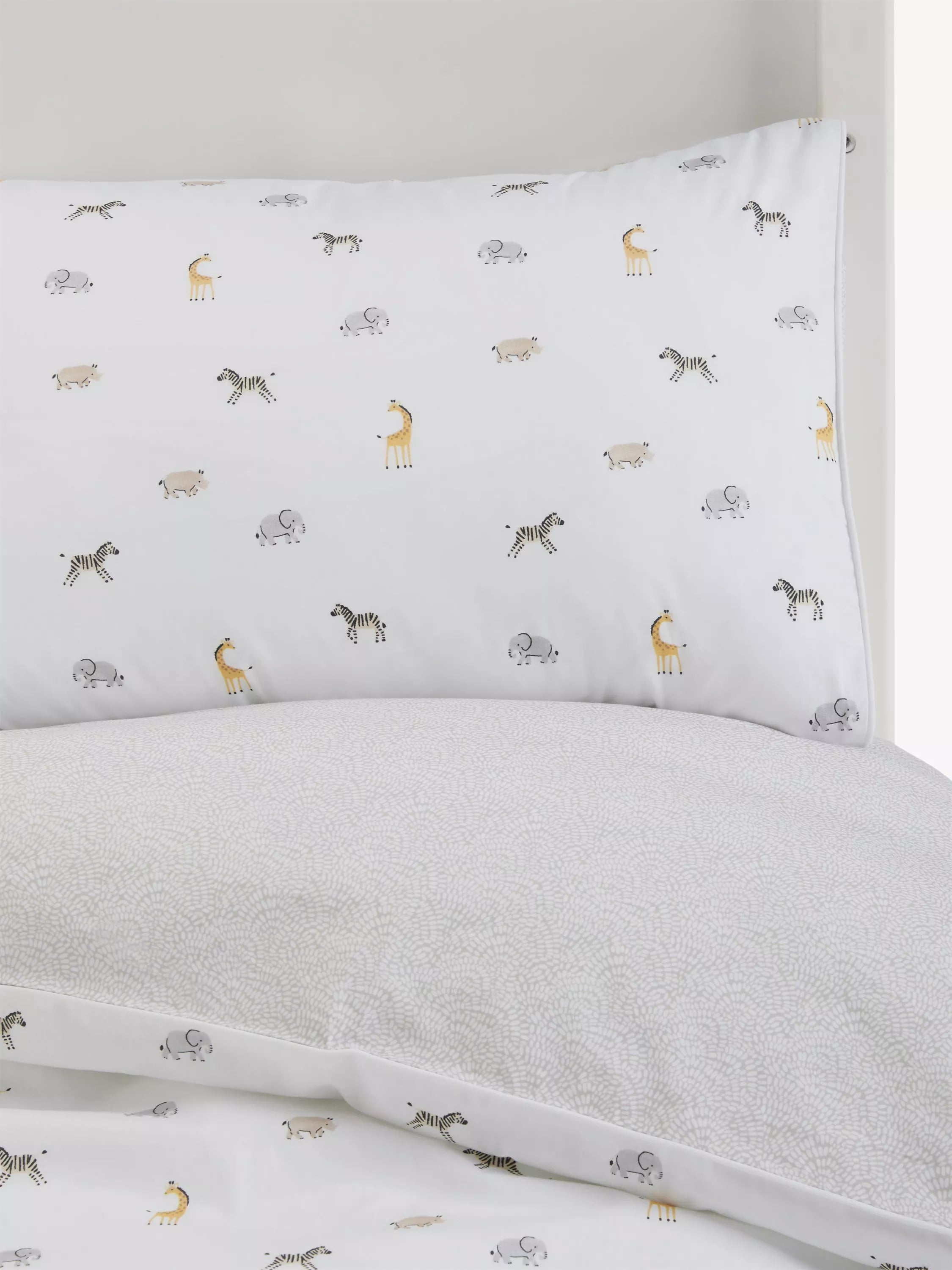 John Lewis Safari Ditsy Print Pure Pure Cotton Duvet Cover and Pillowcase Set - Cotbed (120 x 140 cm)