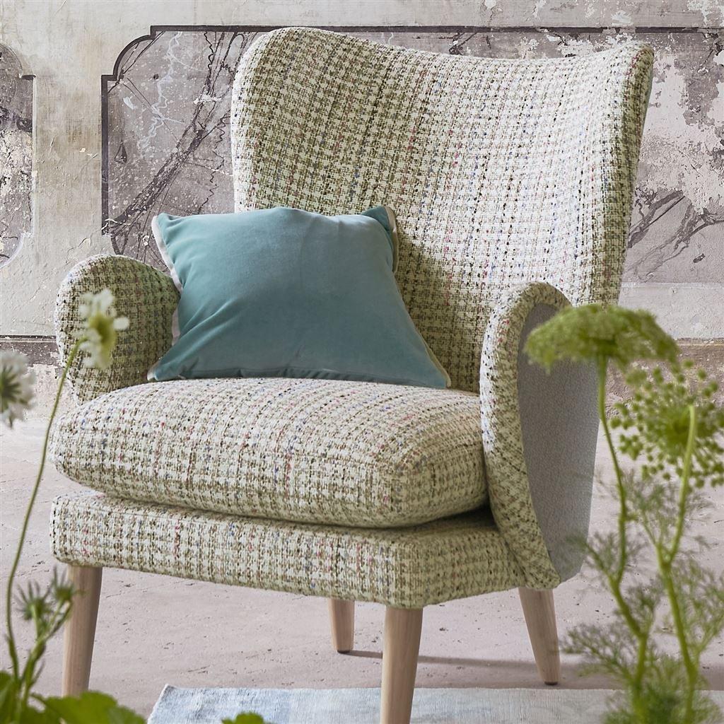 Designers Guild Massari chenille geometric pattern fabric (British brand)