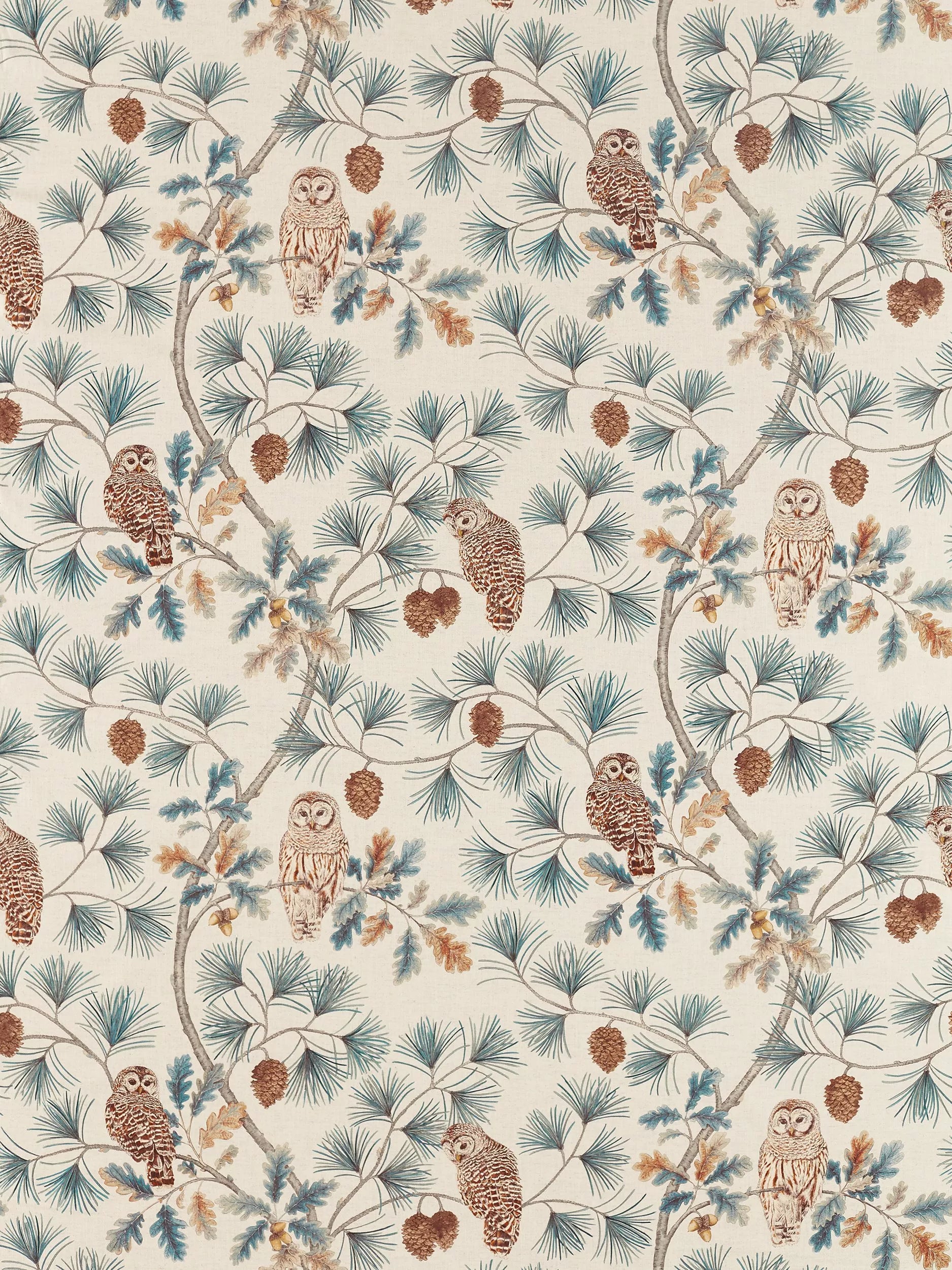 Sanderson Owlswick furnishing fabric with snowy owl design - British product