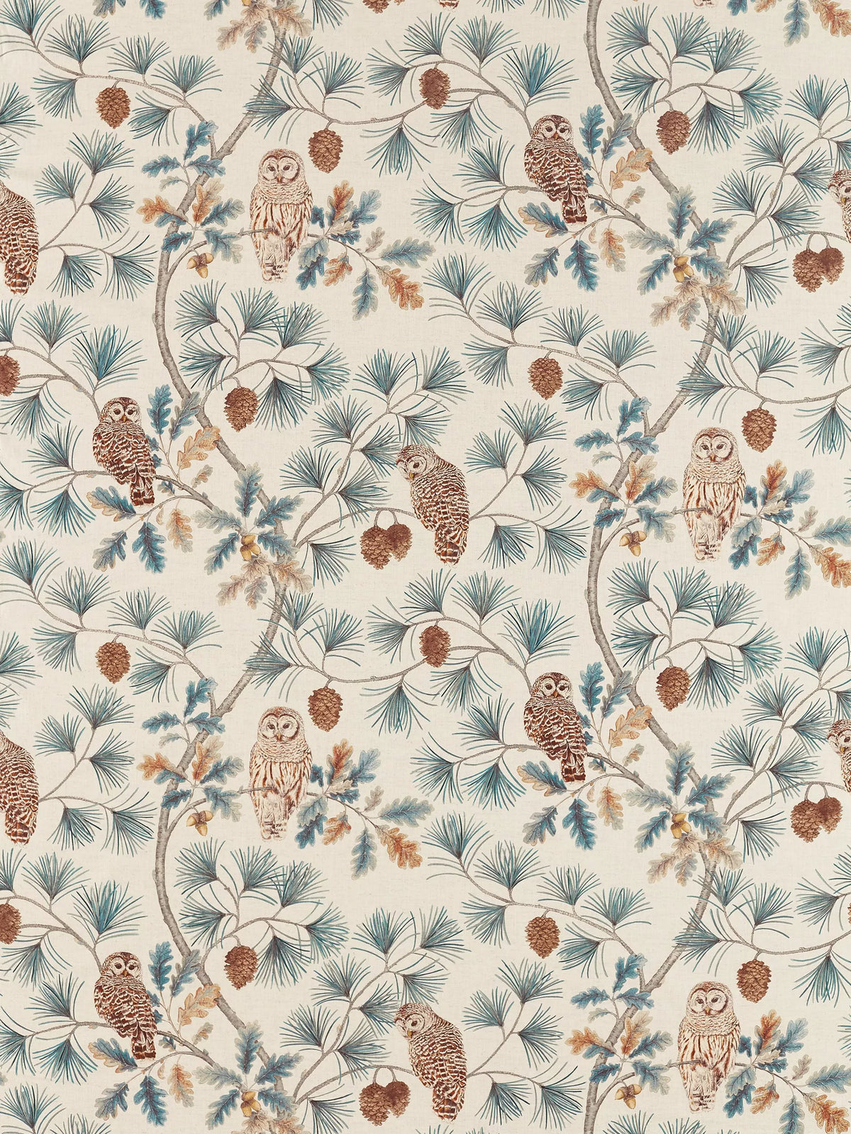 Sanderson Owlswick furnishing fabric with snowy owl design - British product
