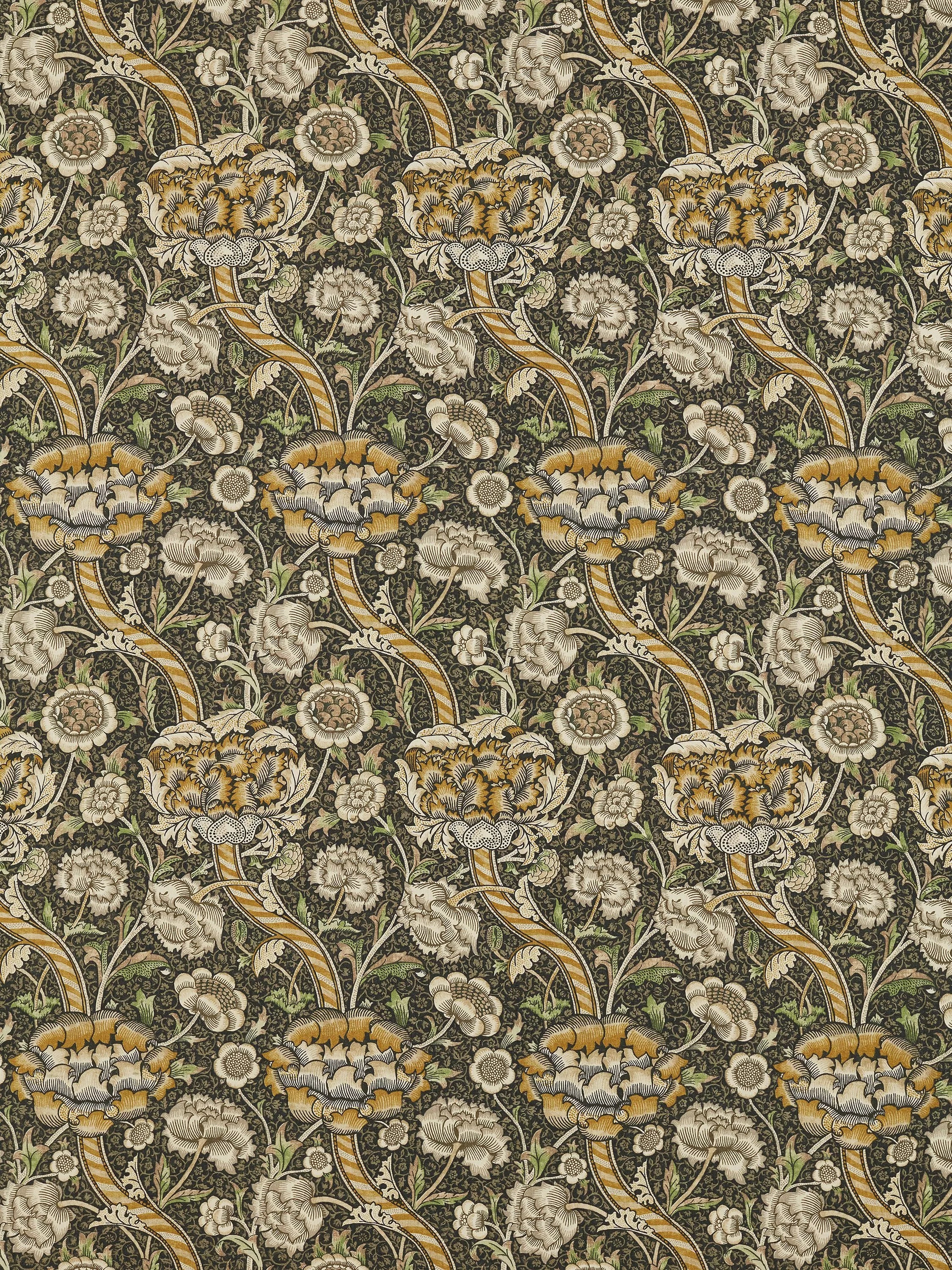 Morris & Co. furnishing fabric charcoal mustard 140cm width (British brand)