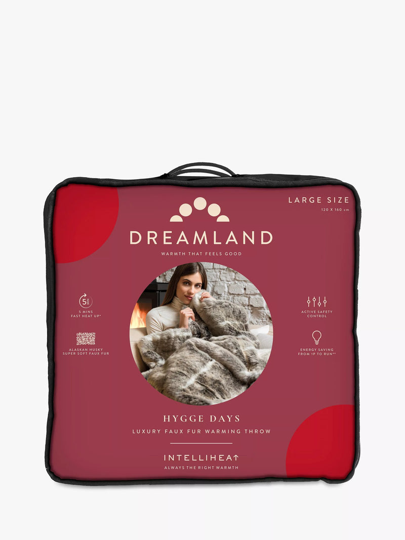 Dreamland heated faux fur throw with auto-shut off - British product