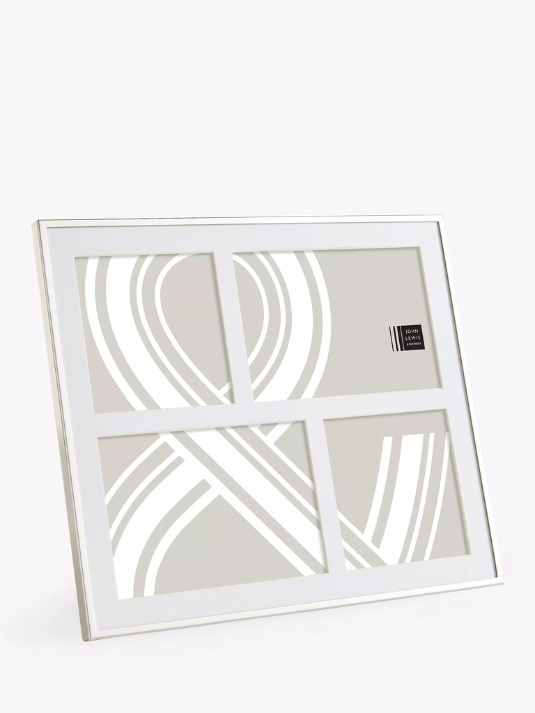 John Lewis Daya Multi-aperture Photo Frame, 4 Photo, Silver Plated