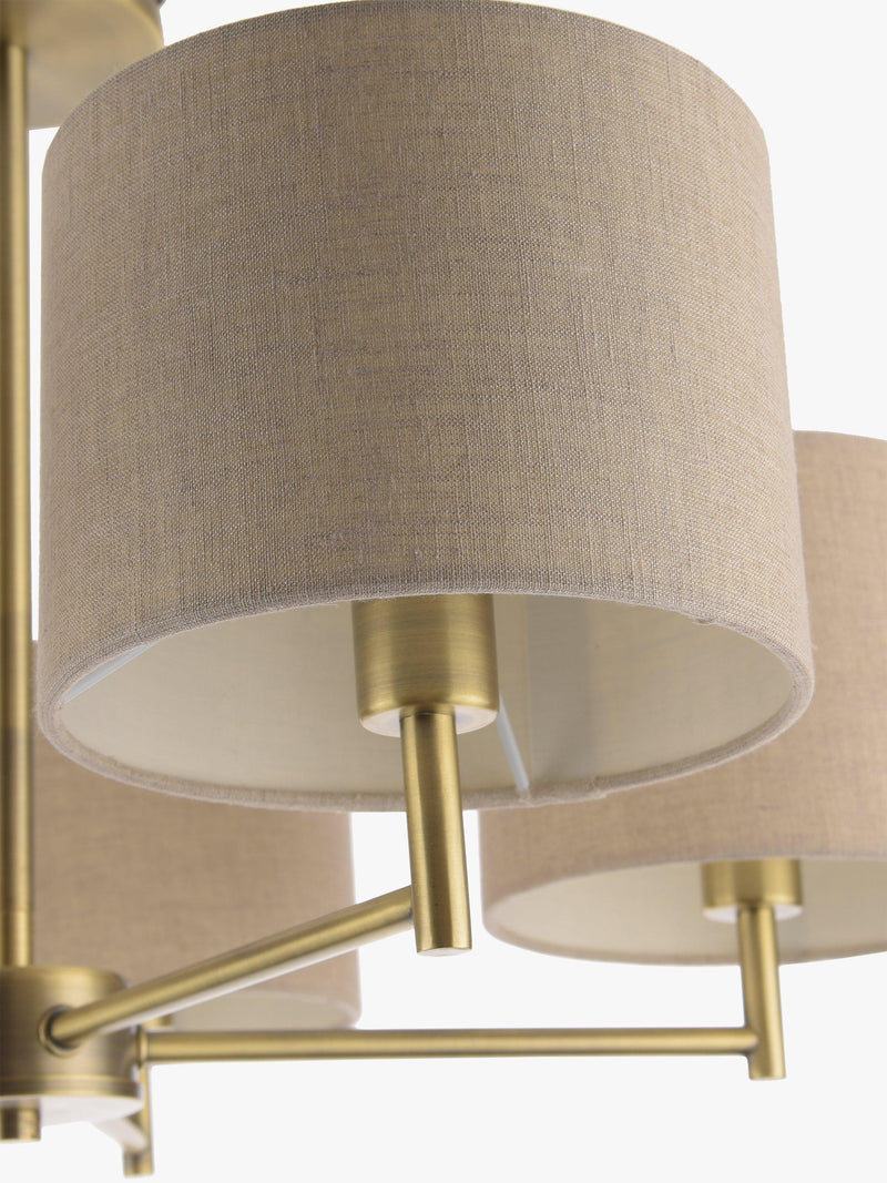 John Lewis Blakely ceiling light with linen shades, imported from the UK
