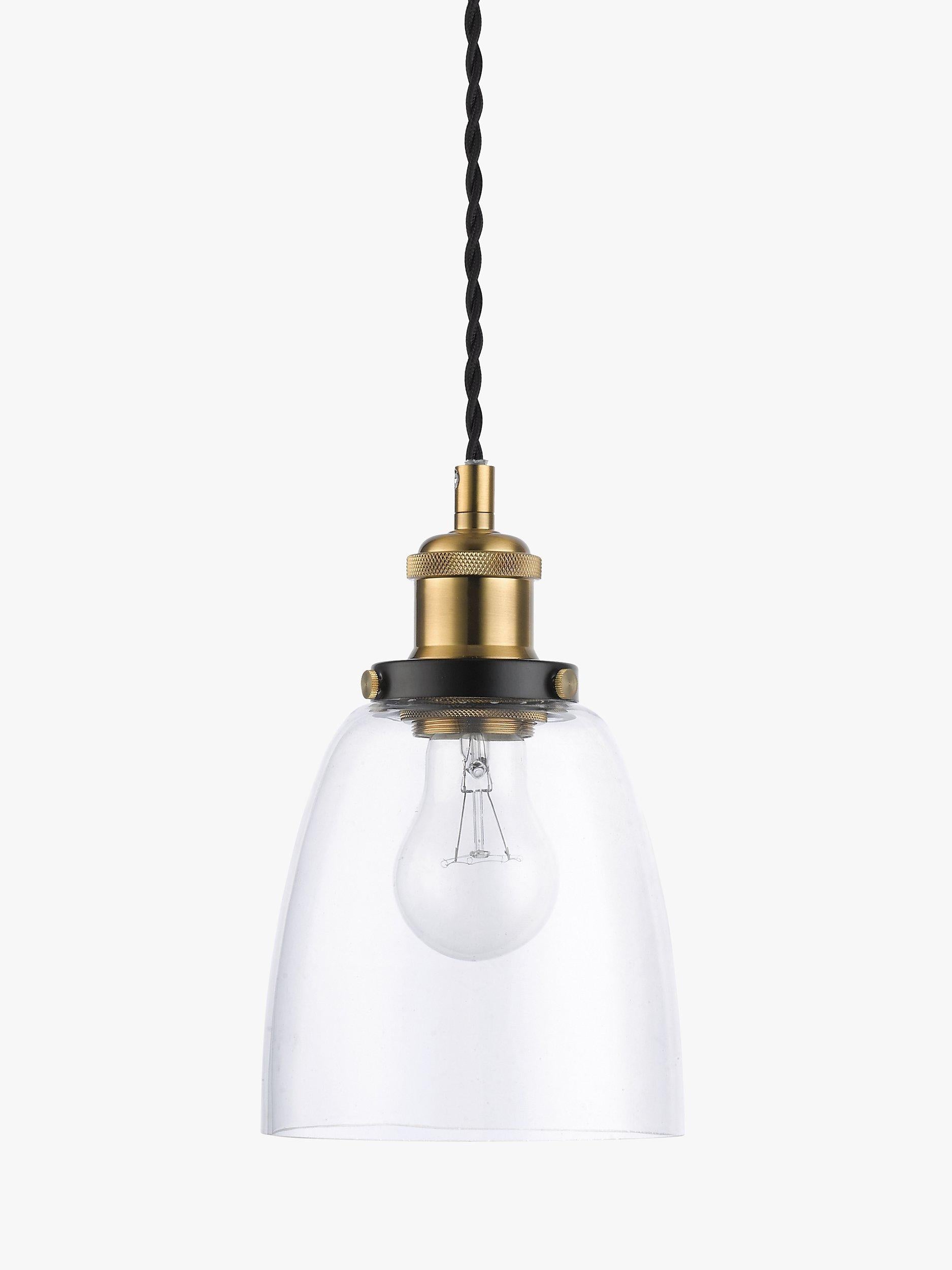 John Lewis ceiling light clear brass H14x14cm, imported from the UK