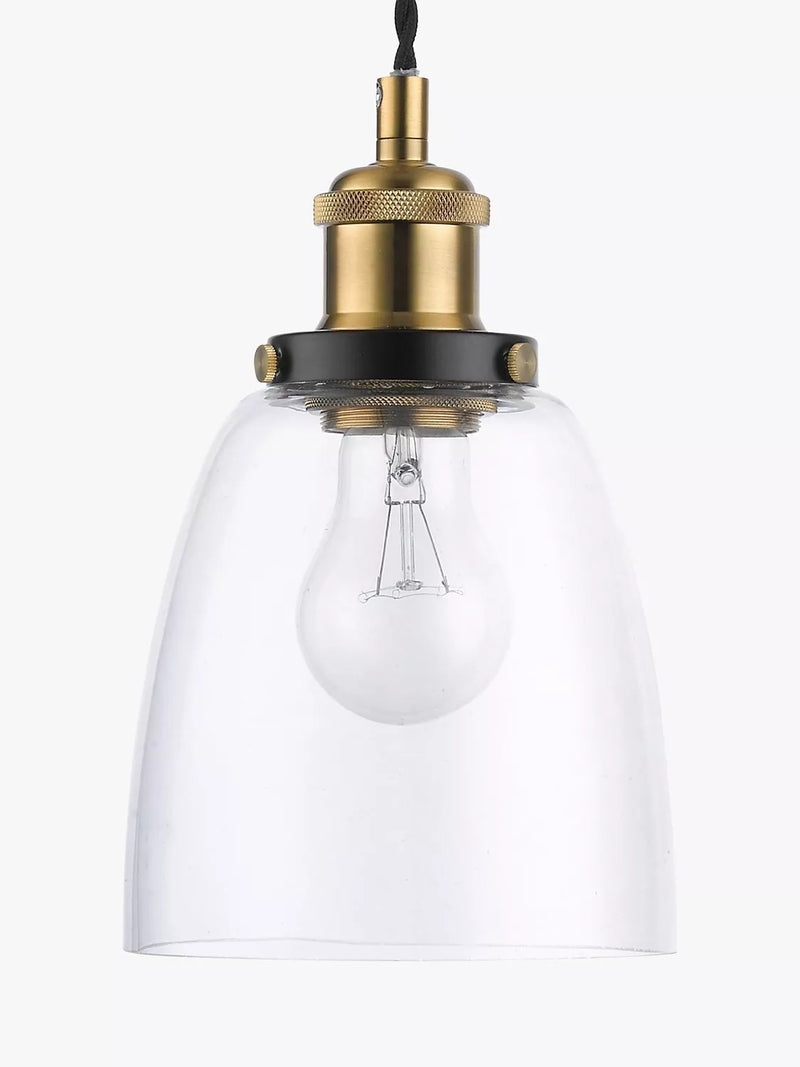 John Lewis ceiling light clear brass H14x14cm, imported from the UK