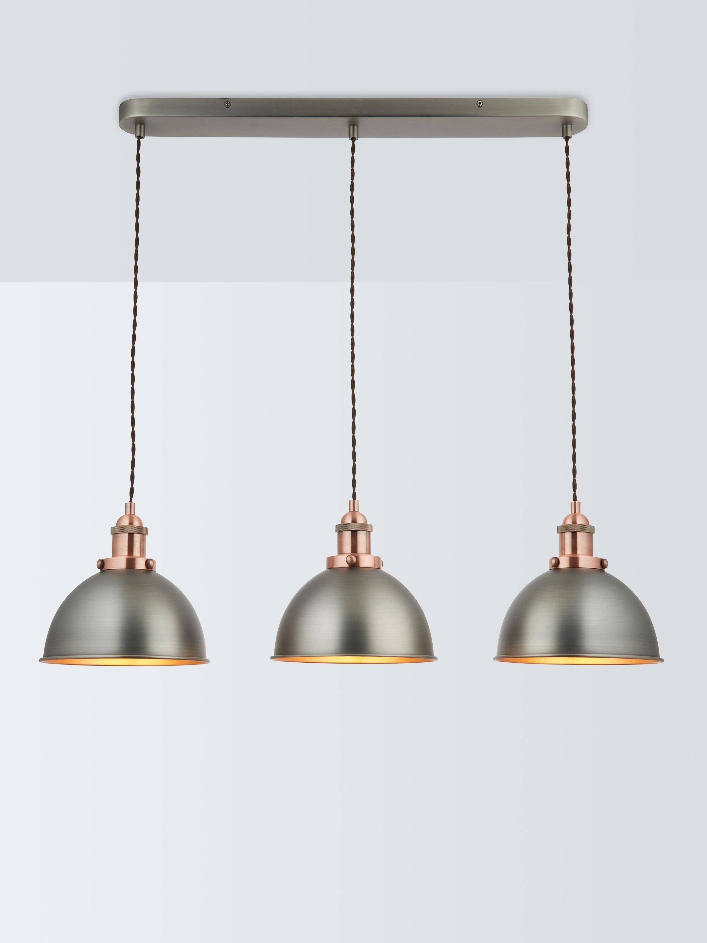John Lewis Baldwin 3 pendant ceiling light with metallic finish - British product