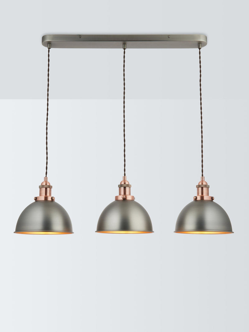 John Lewis Baldwin 3 pendant ceiling light with metallic finish - British product