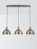 John Lewis Baldwin 3 pendant ceiling light with metallic finish - British product