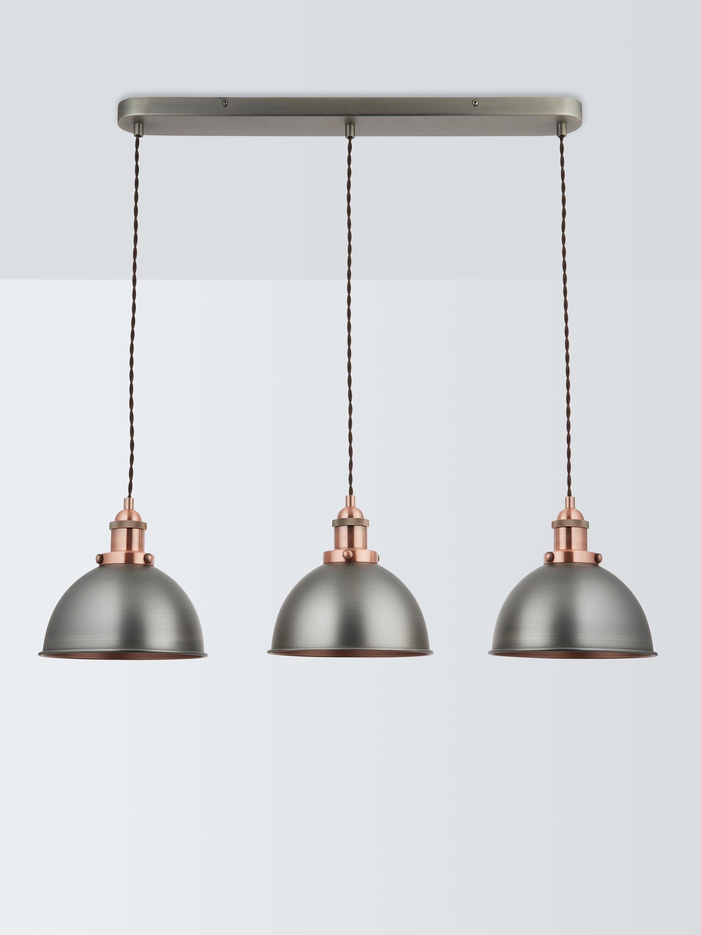 John Lewis Baldwin 3 pendant ceiling light with metallic finish - British product