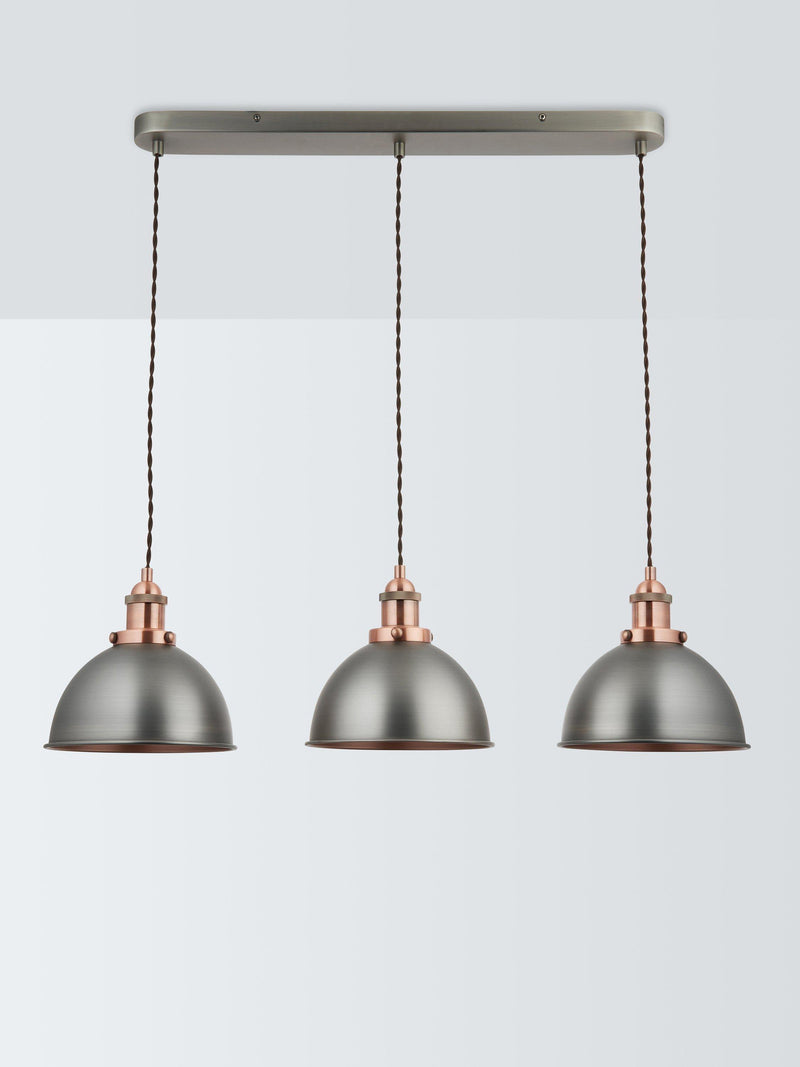 John Lewis Baldwin 3 pendant ceiling light with metallic finish - British product