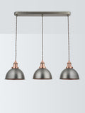 John Lewis Baldwin 3 pendant ceiling light with metallic finish - British product