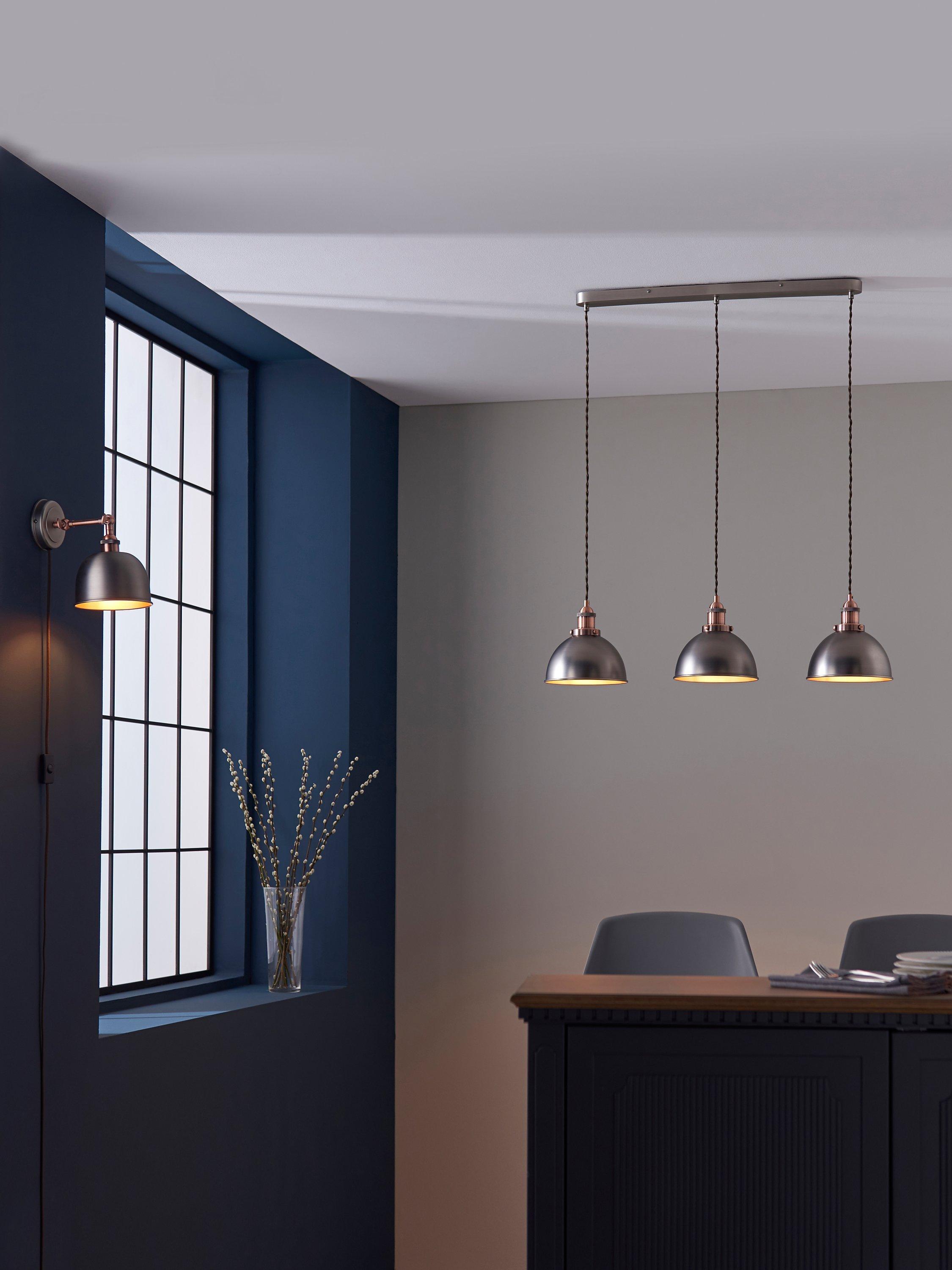 John Lewis Baldwin 3 pendant ceiling light with metallic finish - British product