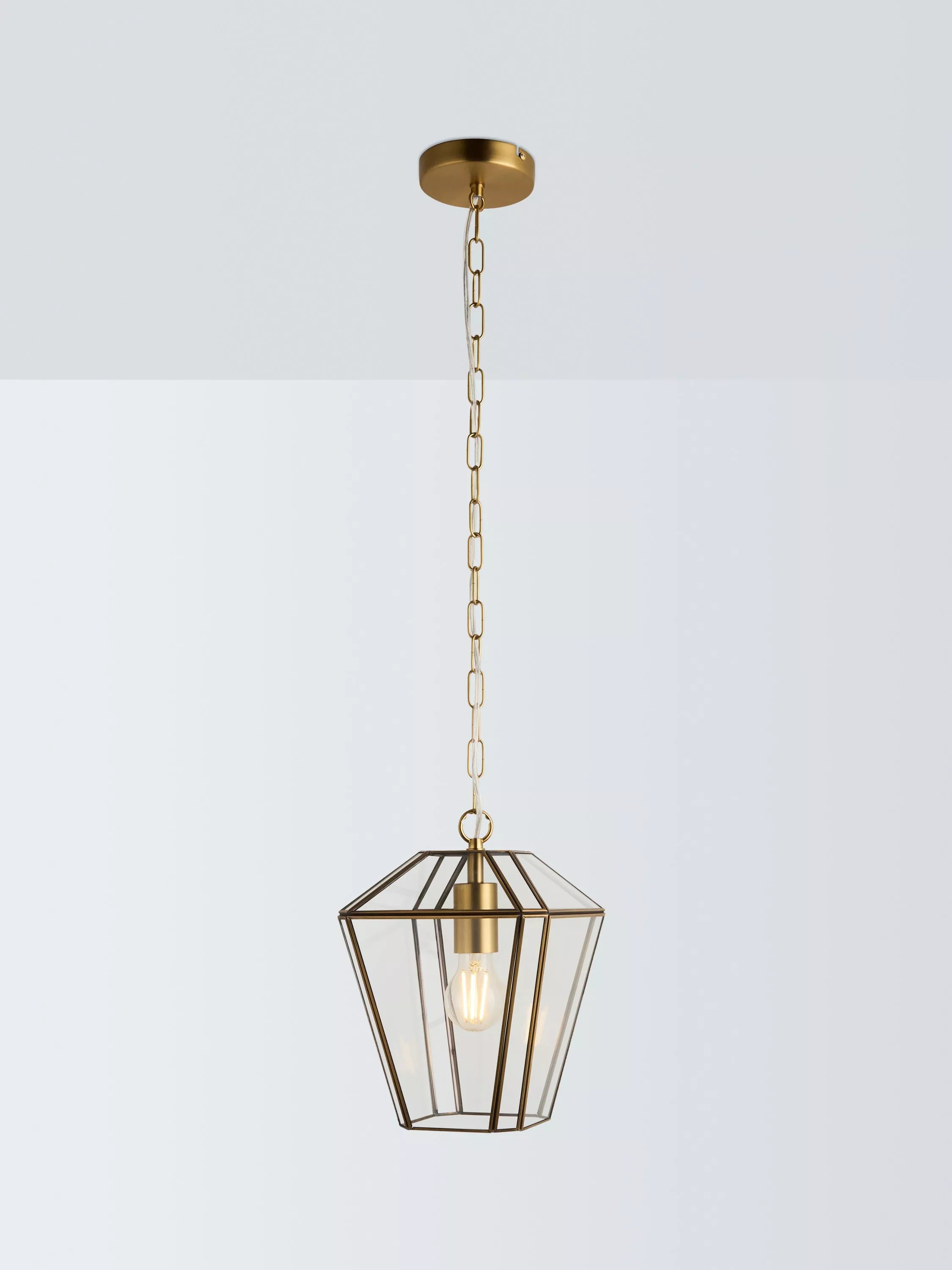 John Lewis glass lantern ceiling light clear antique brass, UK version
