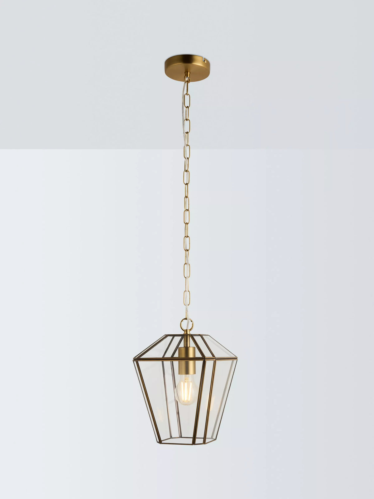 John Lewis glass lantern ceiling light clear antique brass, UK version