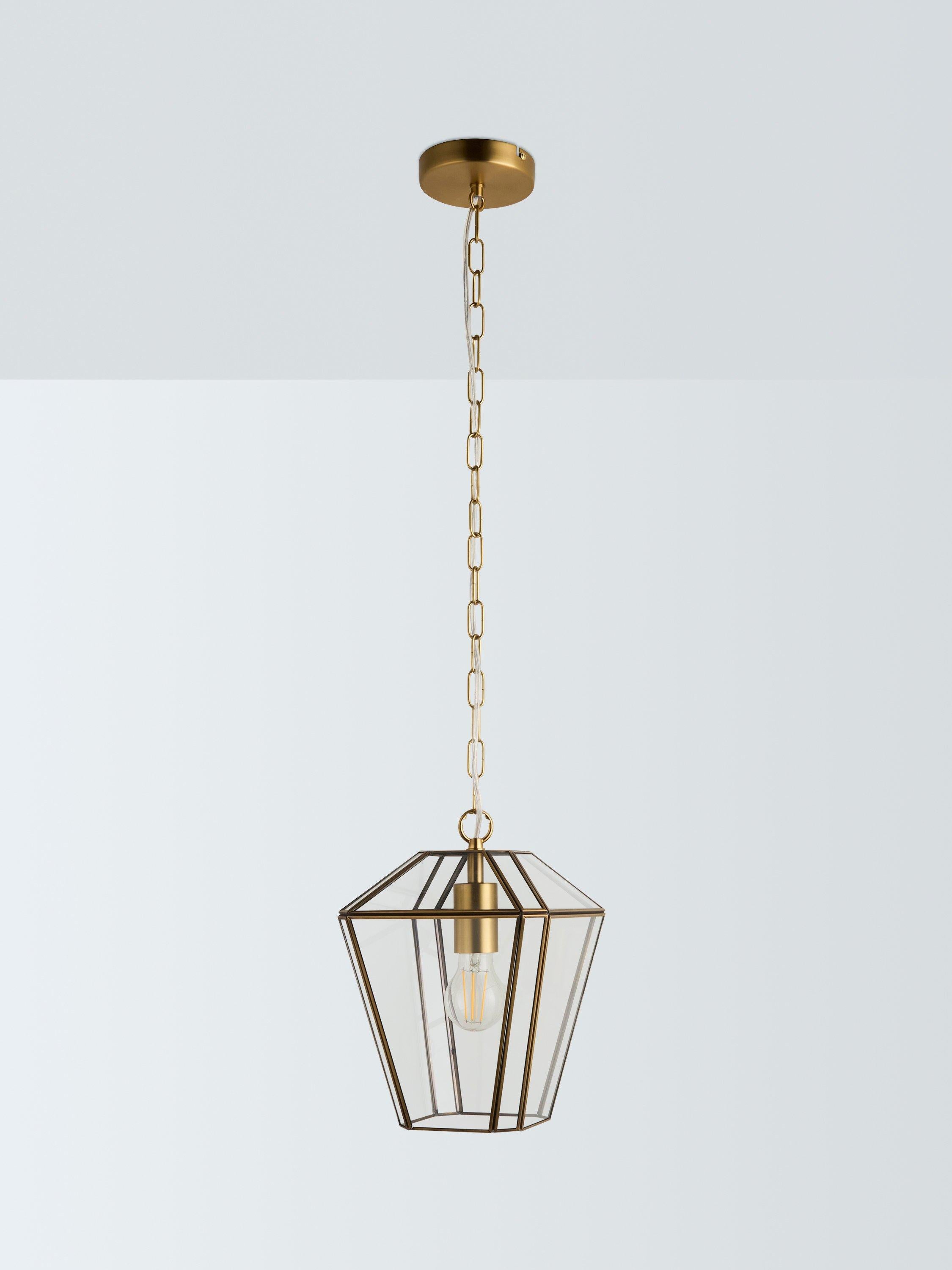 John Lewis glass lantern ceiling light clear antique brass, UK version