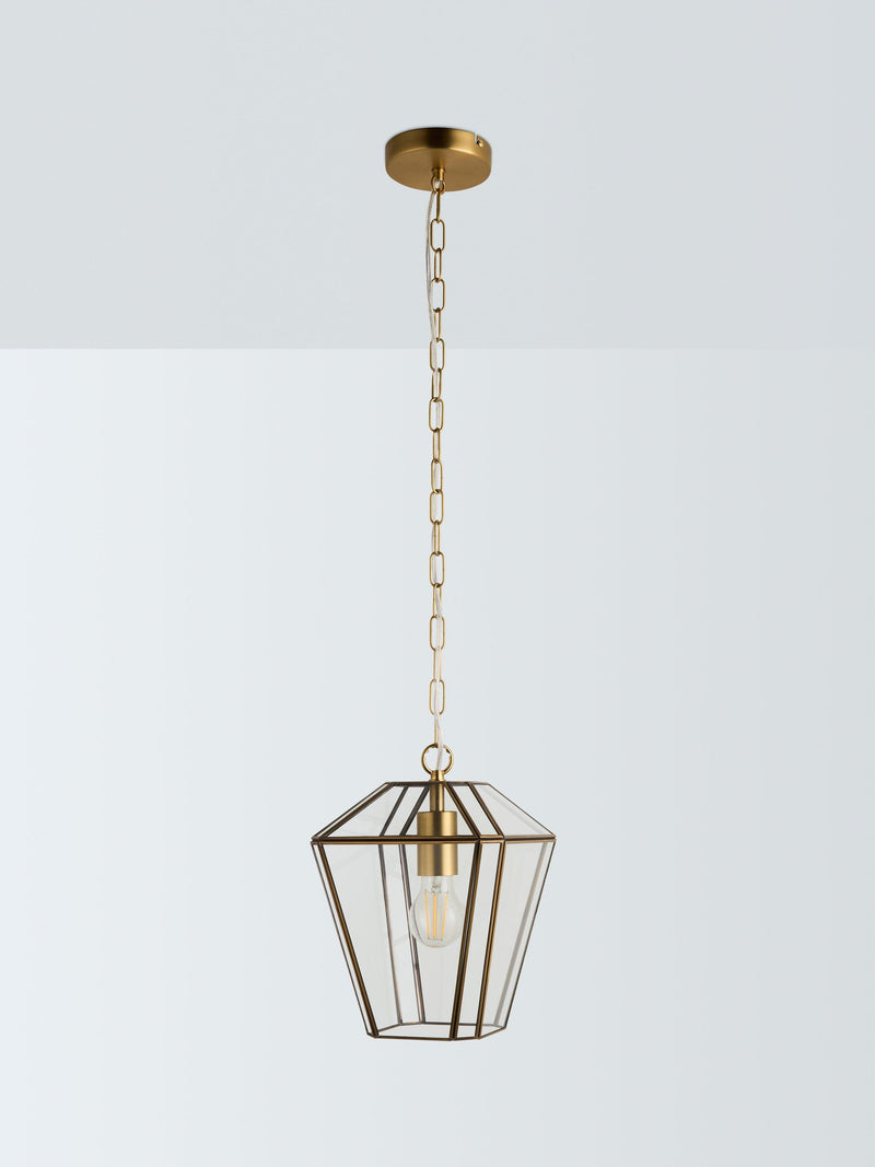John Lewis glass lantern ceiling light clear antique brass, UK version