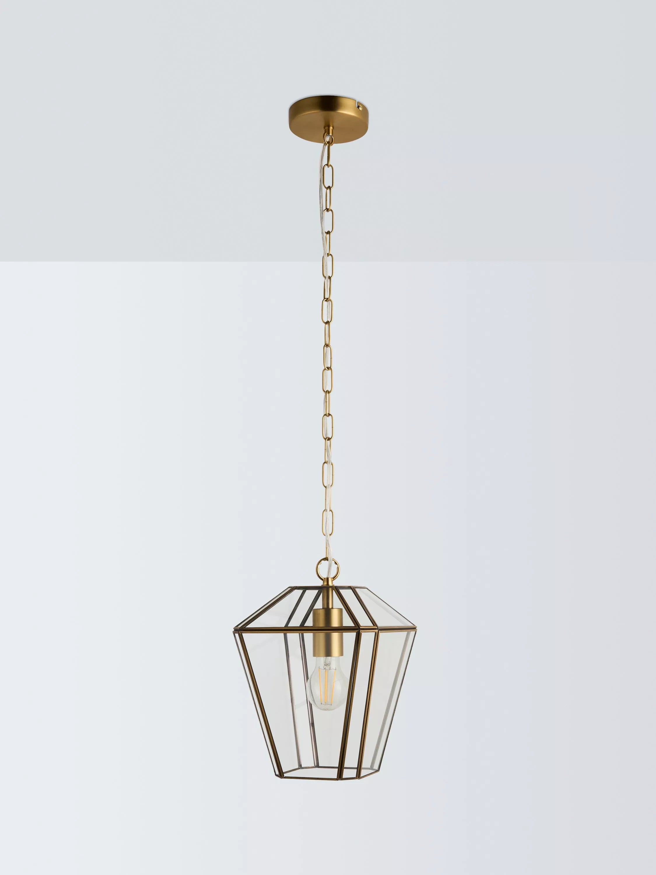 John Lewis glass lantern ceiling light clear antique brass, UK version
