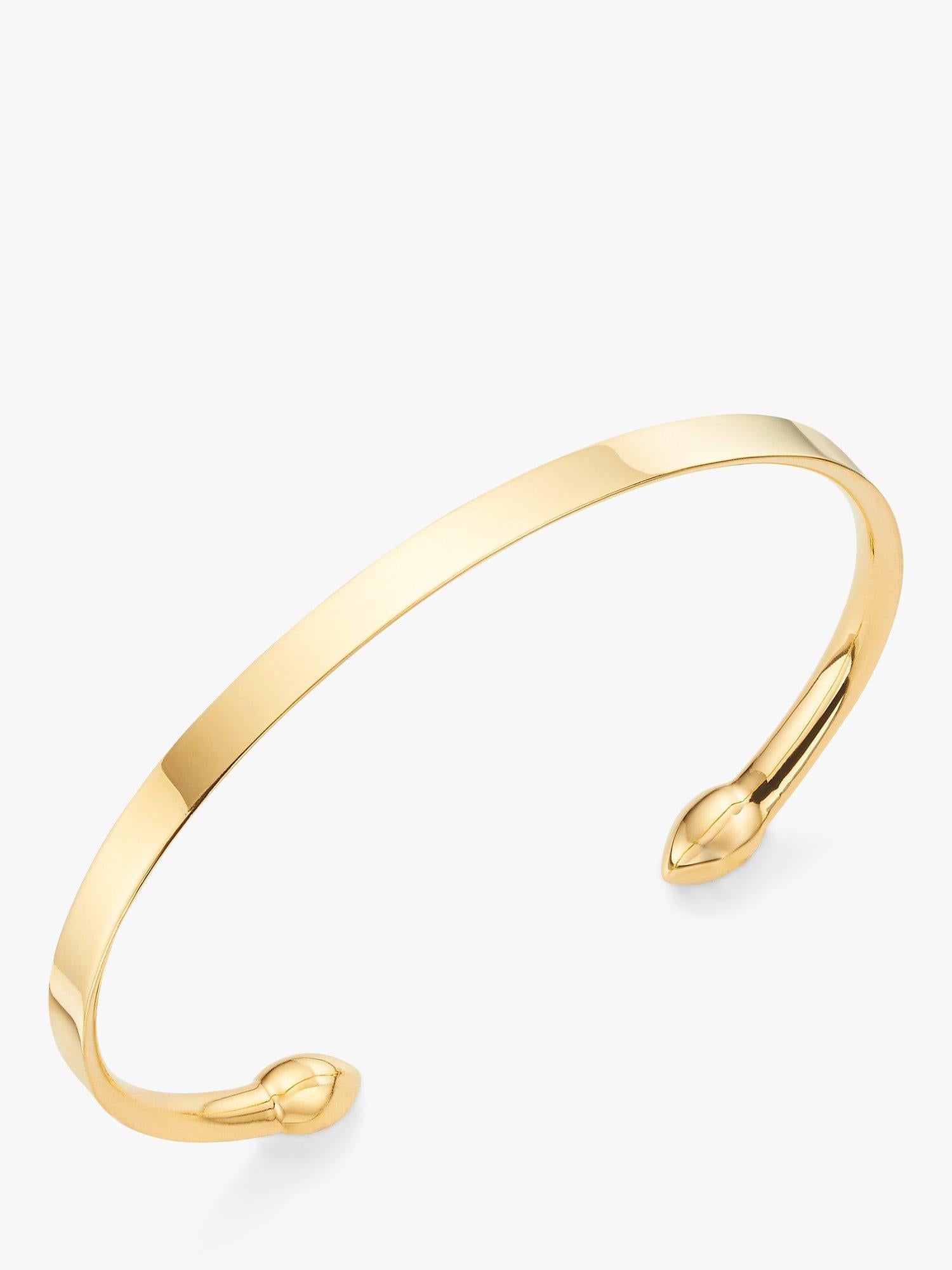 Monica Vinader Fiji Bud Open Cuff Gold, imported from the UK