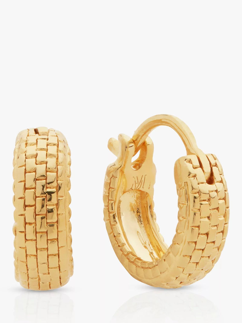 Monica Vinader textured huggie hoop earrings 1.1cm diameter - British product
