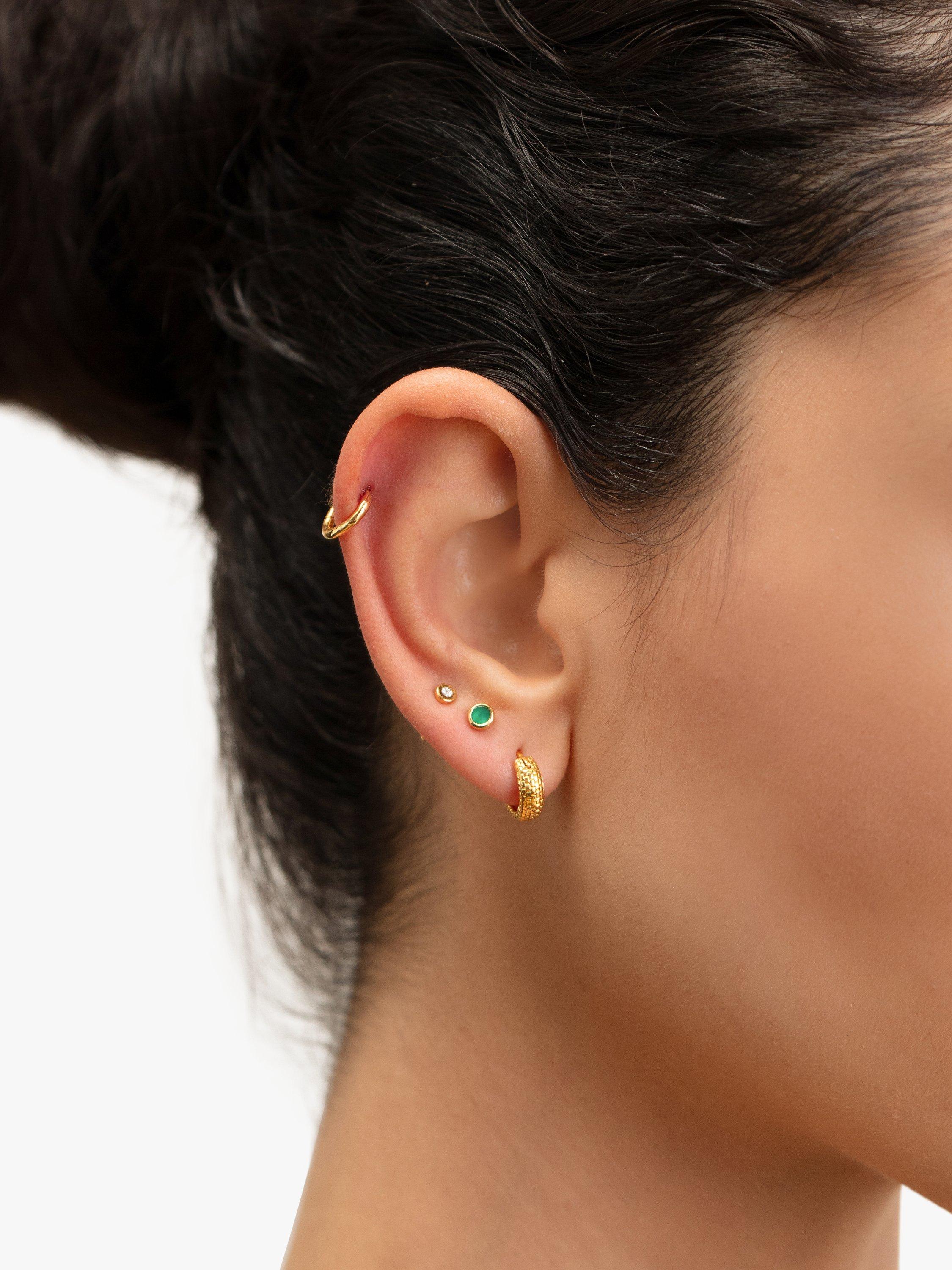 Monica Vinader textured huggie hoop earrings 1.1cm diameter - British product