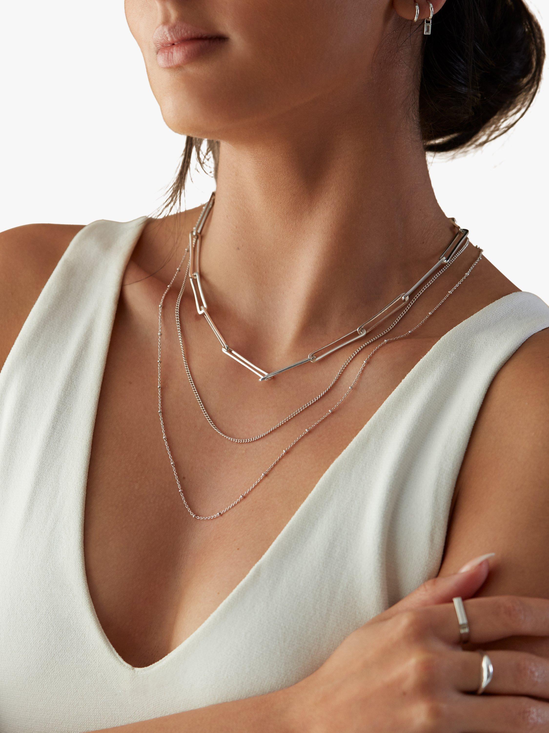 Monica Vinader beaded chain necklace in sterling silver 70cm - British product