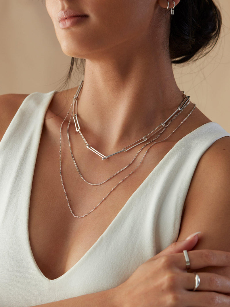 Monica Vinader beaded chain necklace in sterling silver 70cm - British product