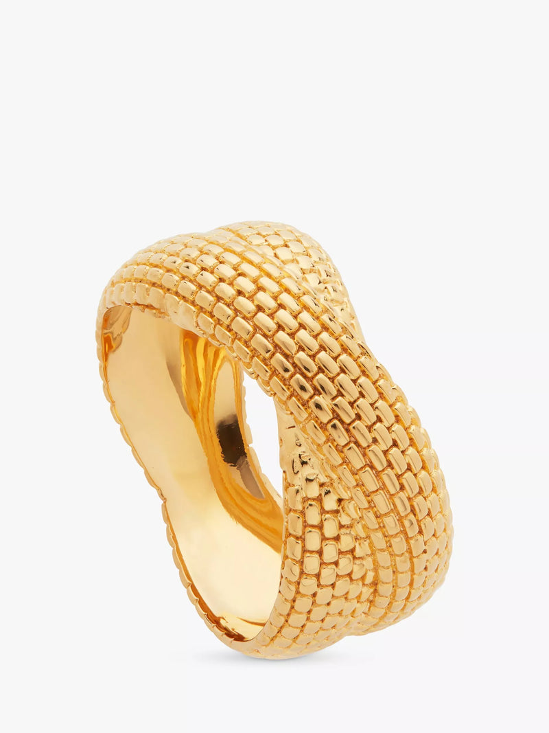 Monica Vinader Heirloom Woven Cross Ring Gold