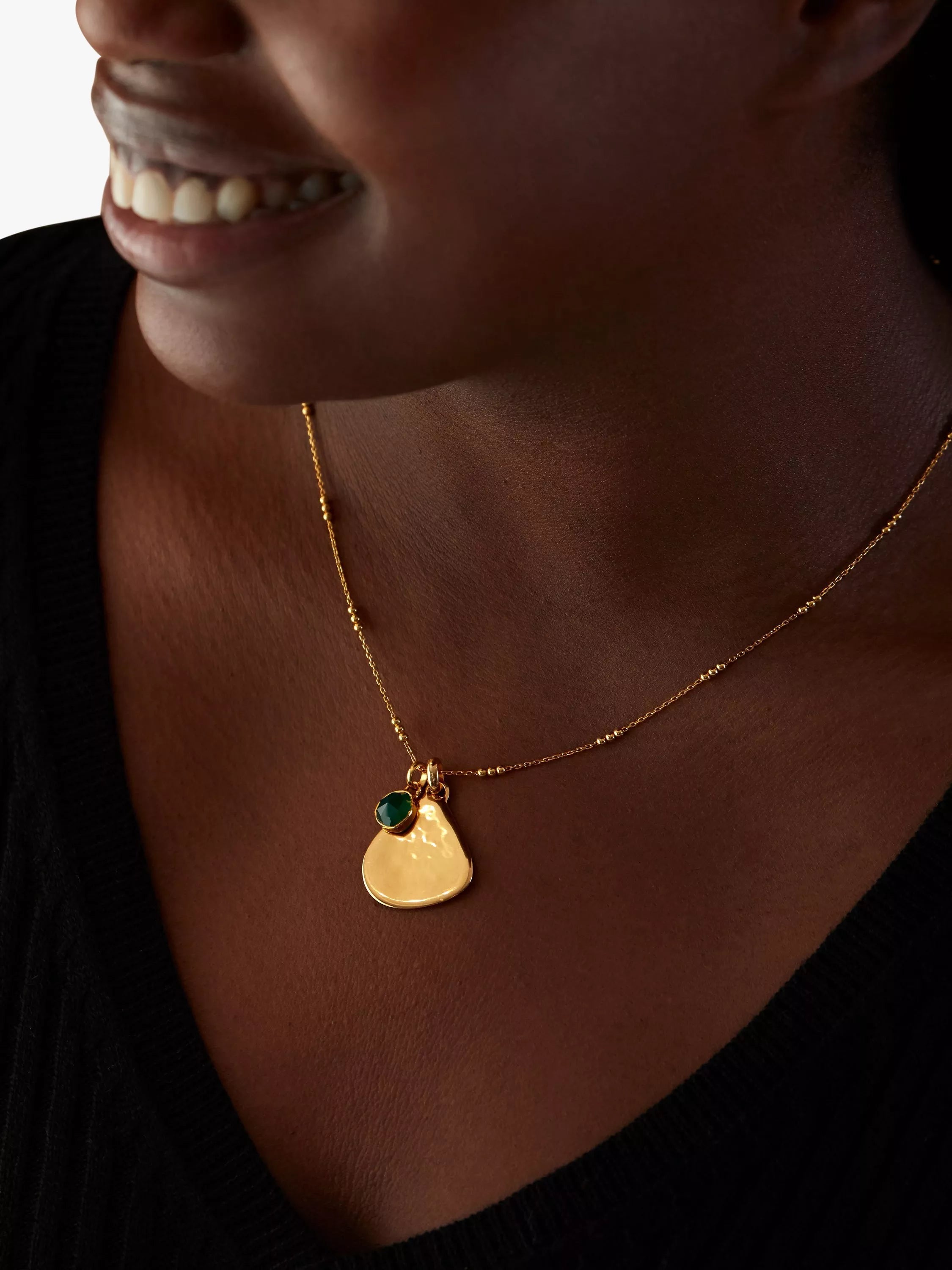 Monica Vinader Siren Bezel onyx pendant sterling silver gold - British product