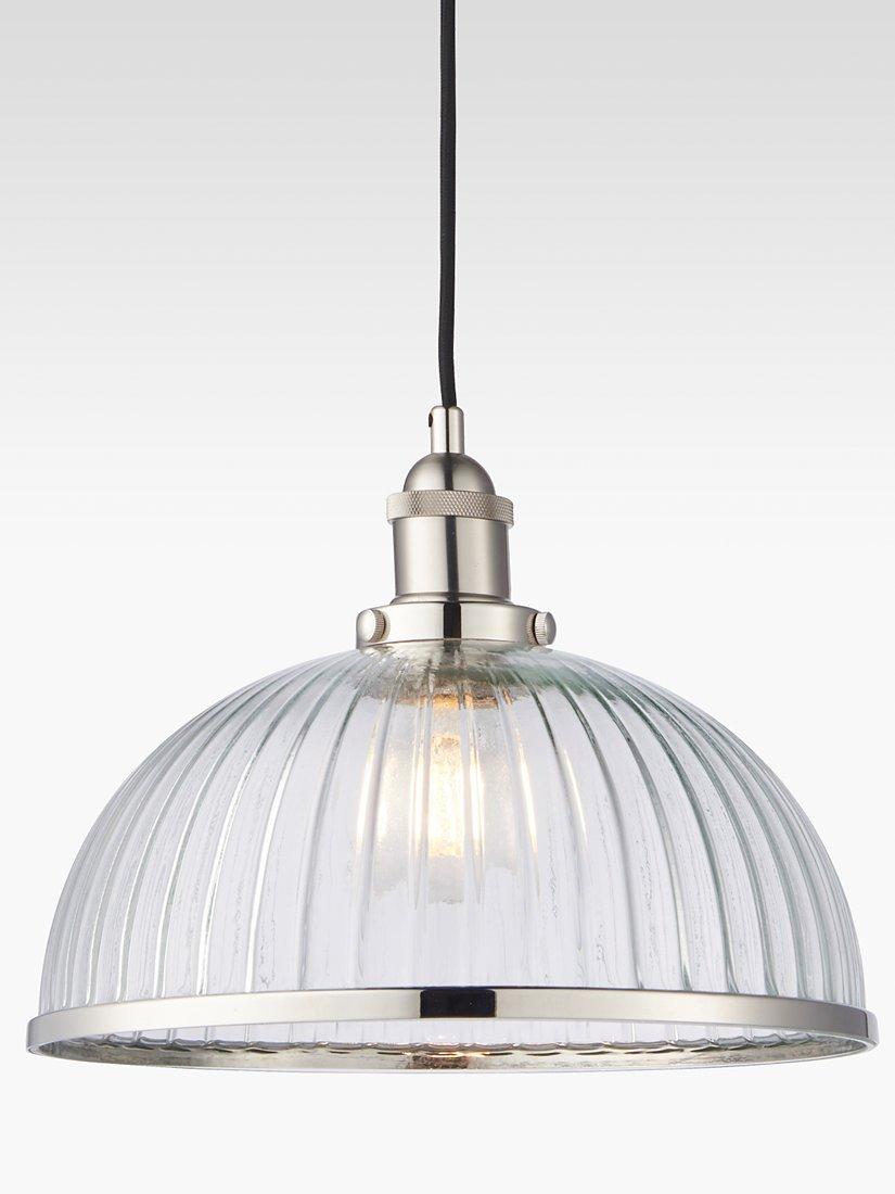 Bay Lighting pendant ceiling light clear glass nickel trim - British product