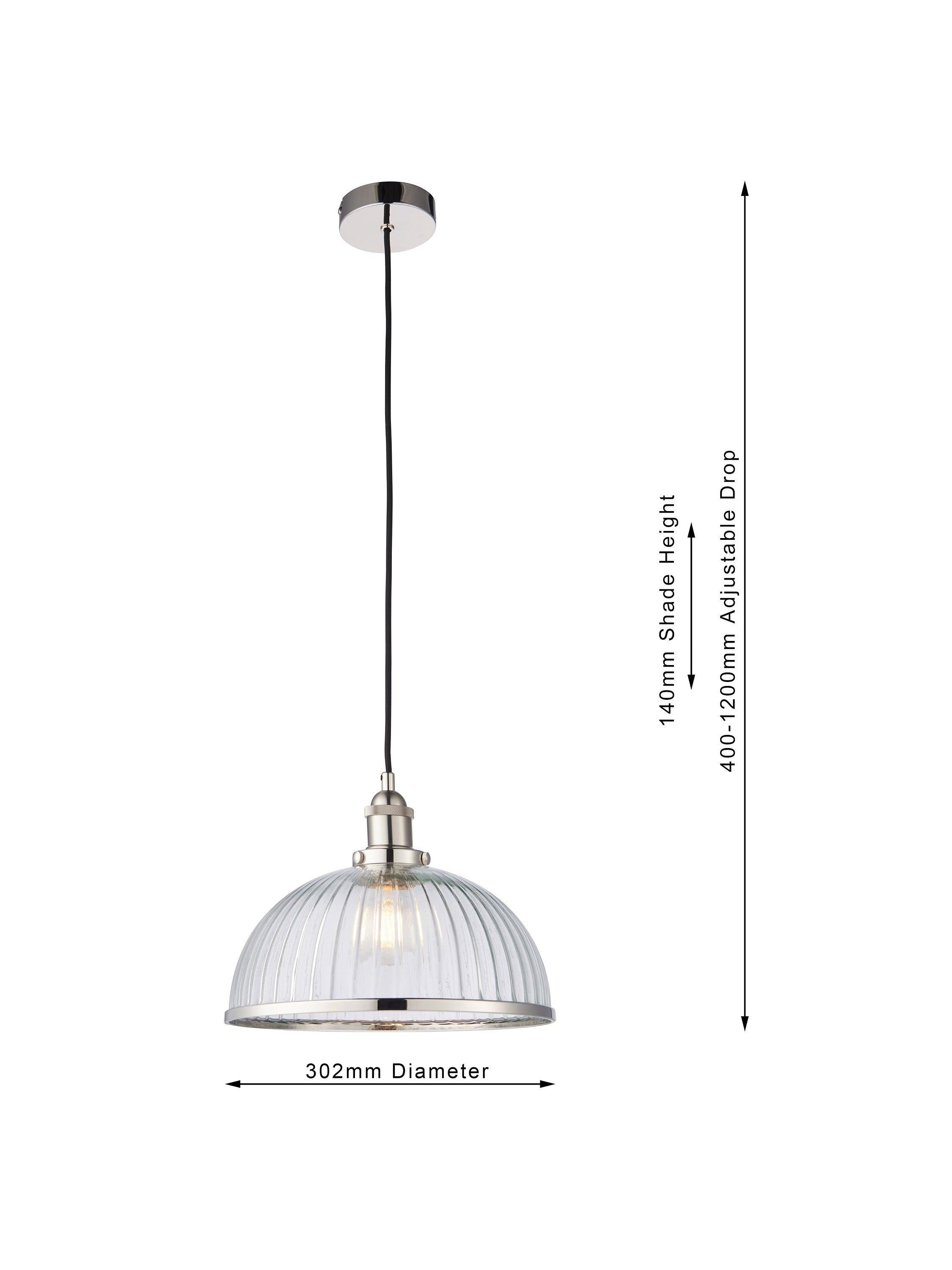 Bay Lighting pendant ceiling light clear glass nickel trim - British product