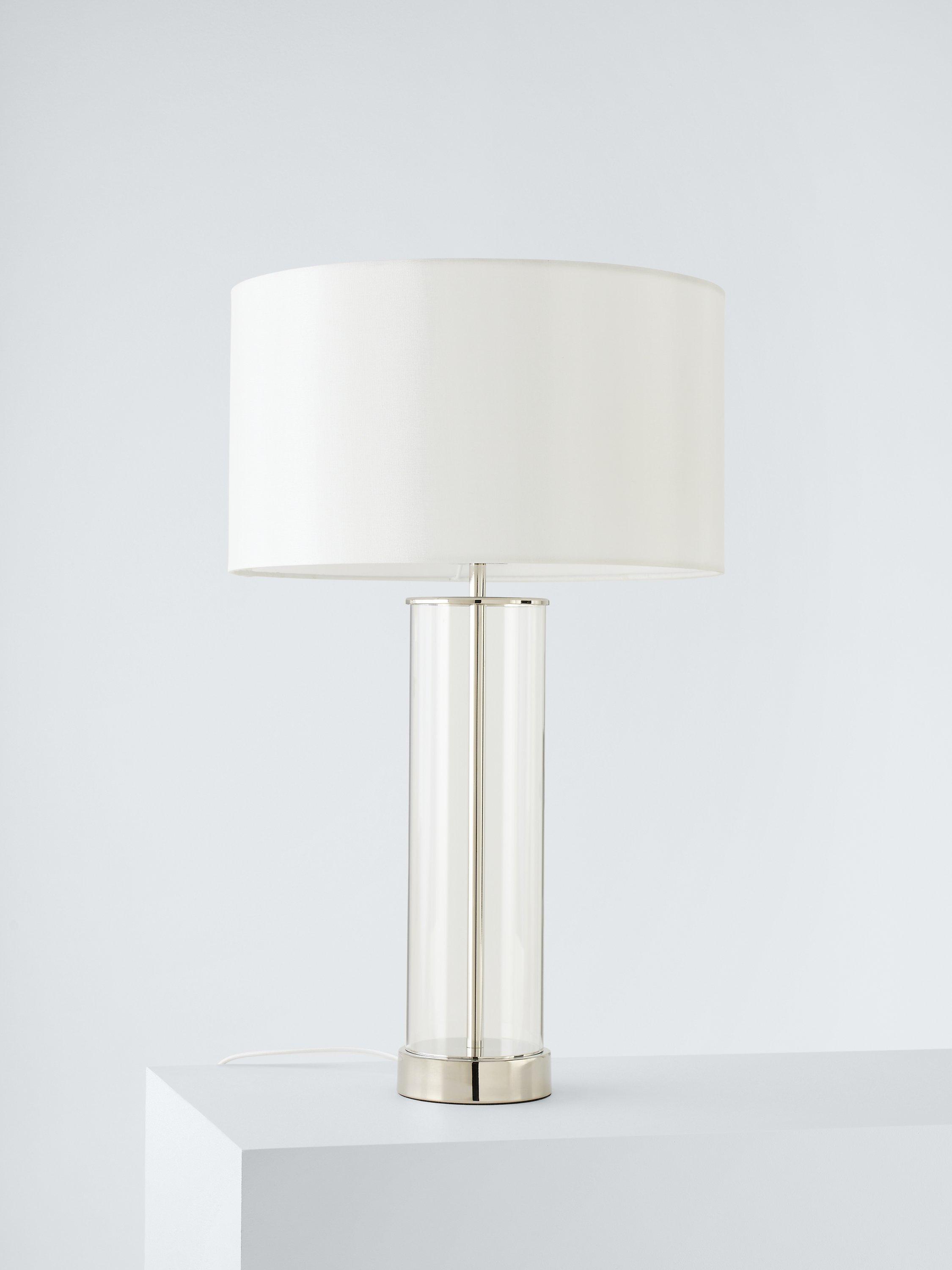 Bay Lighting Grace touch table lamp glass base fabric shade 57cm, imported from the UK
