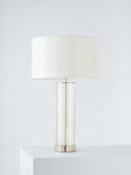 Bay Lighting Grace touch table lamp glass base fabric shade 57cm, imported from the UK
