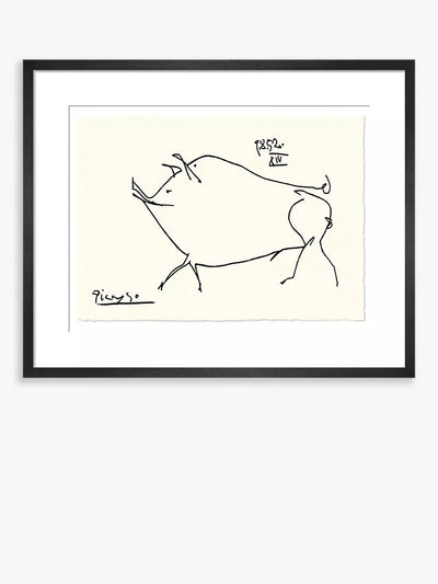 John Lewis Pablo Picasso 'Cochon' Esquisse de cochon Impression encadrée, 37 x 47 cm, noir et blanc - Acheter en ligne chez McGrocer