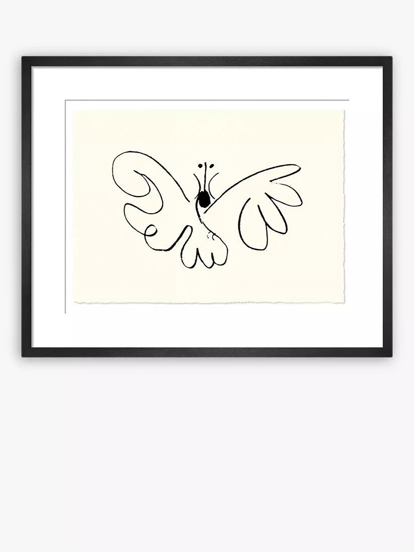 John Lewis Pablo Picasso 'Papillon' Butterfly Sketch Framed Print, 37 x 47cm, Black/White