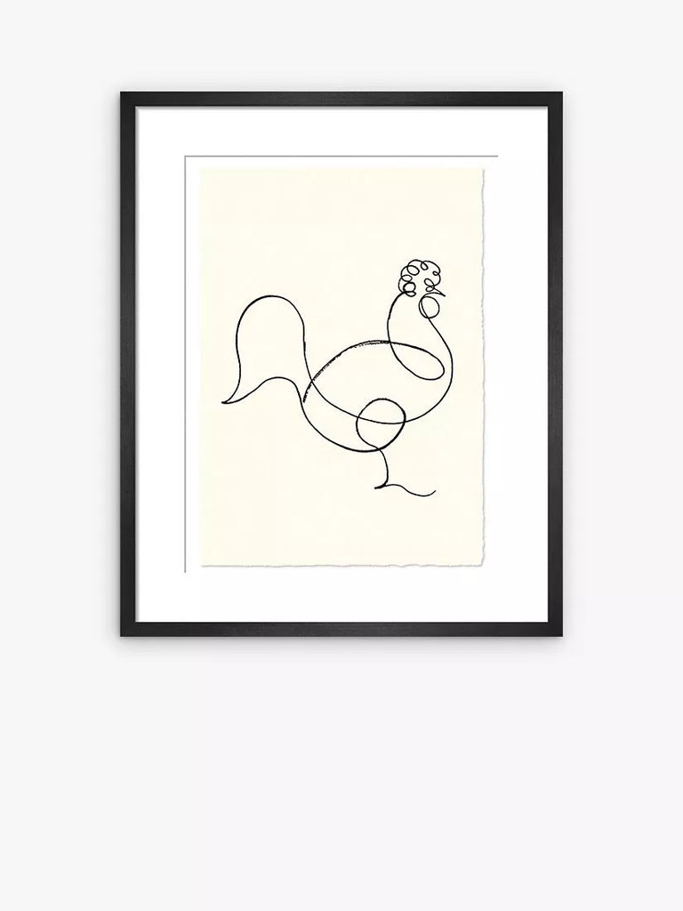 John Lewis Pablo Picasso 'Coq' Rooster Sketch Framed Print, 47 x 37cm, Black/White