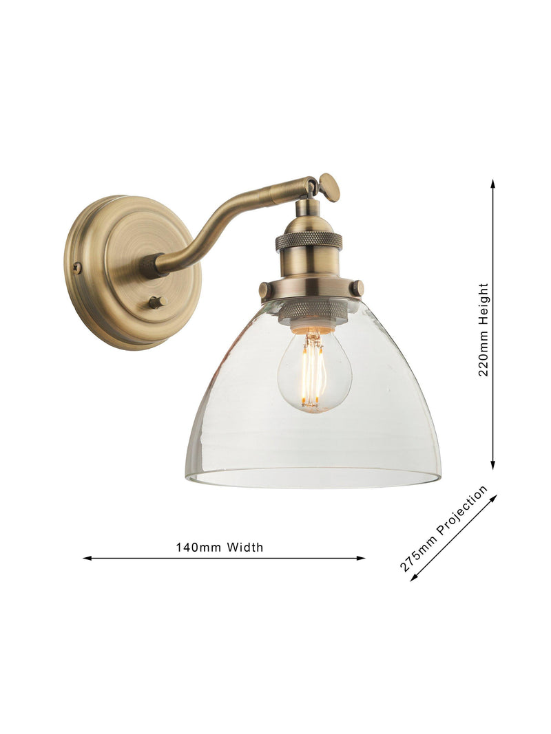 Bay Lighting Carter wall light in antique brass finish (British brand)
