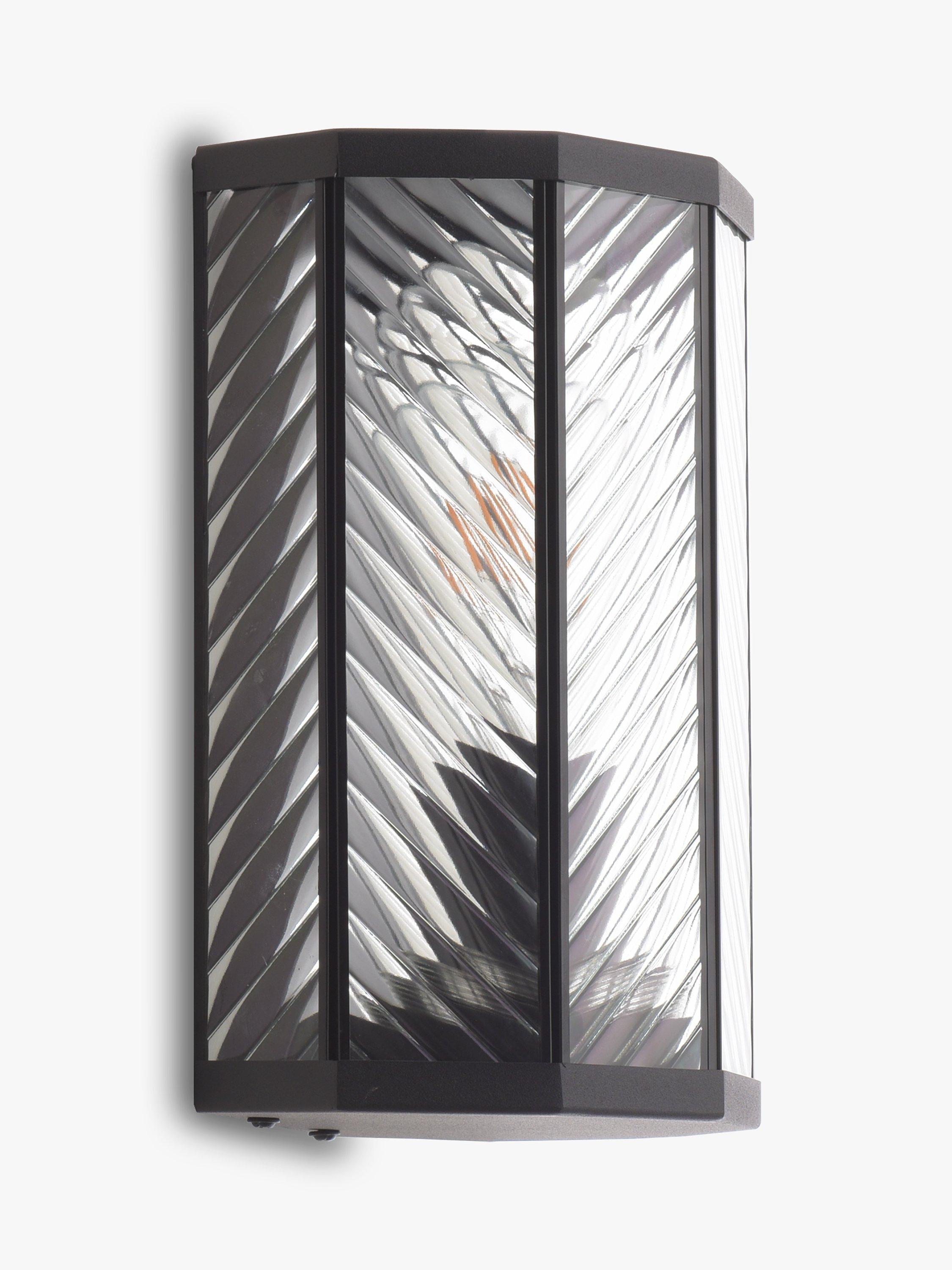 John Lewis herringbone glass outdoor wall light clear black, imported from the UK
