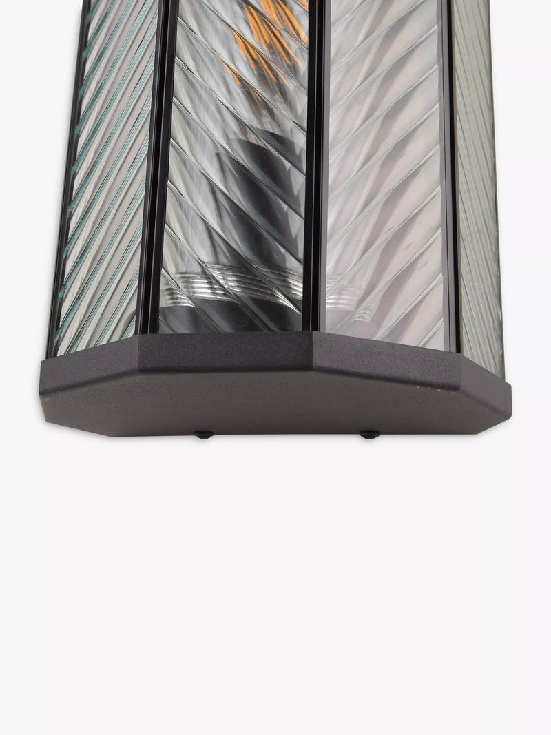 John Lewis herringbone glass outdoor wall light clear black, imported from the UK